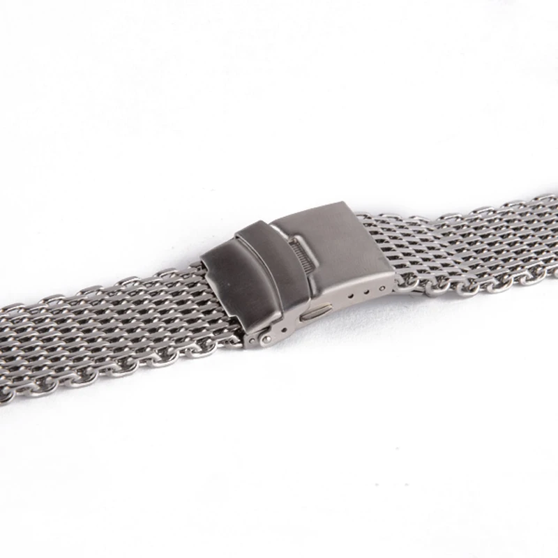 18mm,20mm,22mm,24mm Original Luxury Brand strap Link Double Clasp Silver Bracelet Wrist Band Stainless Steel Mesh WatchBand