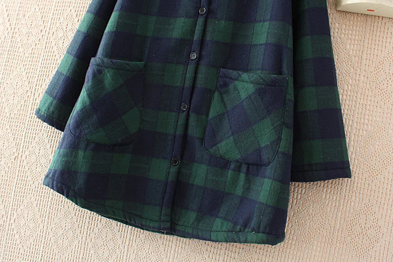 Women Winter Long Cotton Padded Jacket Plaid Wool Added Coats Women 2018 New Long Hooded Winter Jackets Big Size Loose Coat AS027 (12)