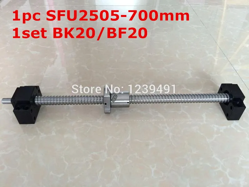 sfu2505-700mm-ballscrew-with-end-machined-bk20-bf20-support-cnc-parts