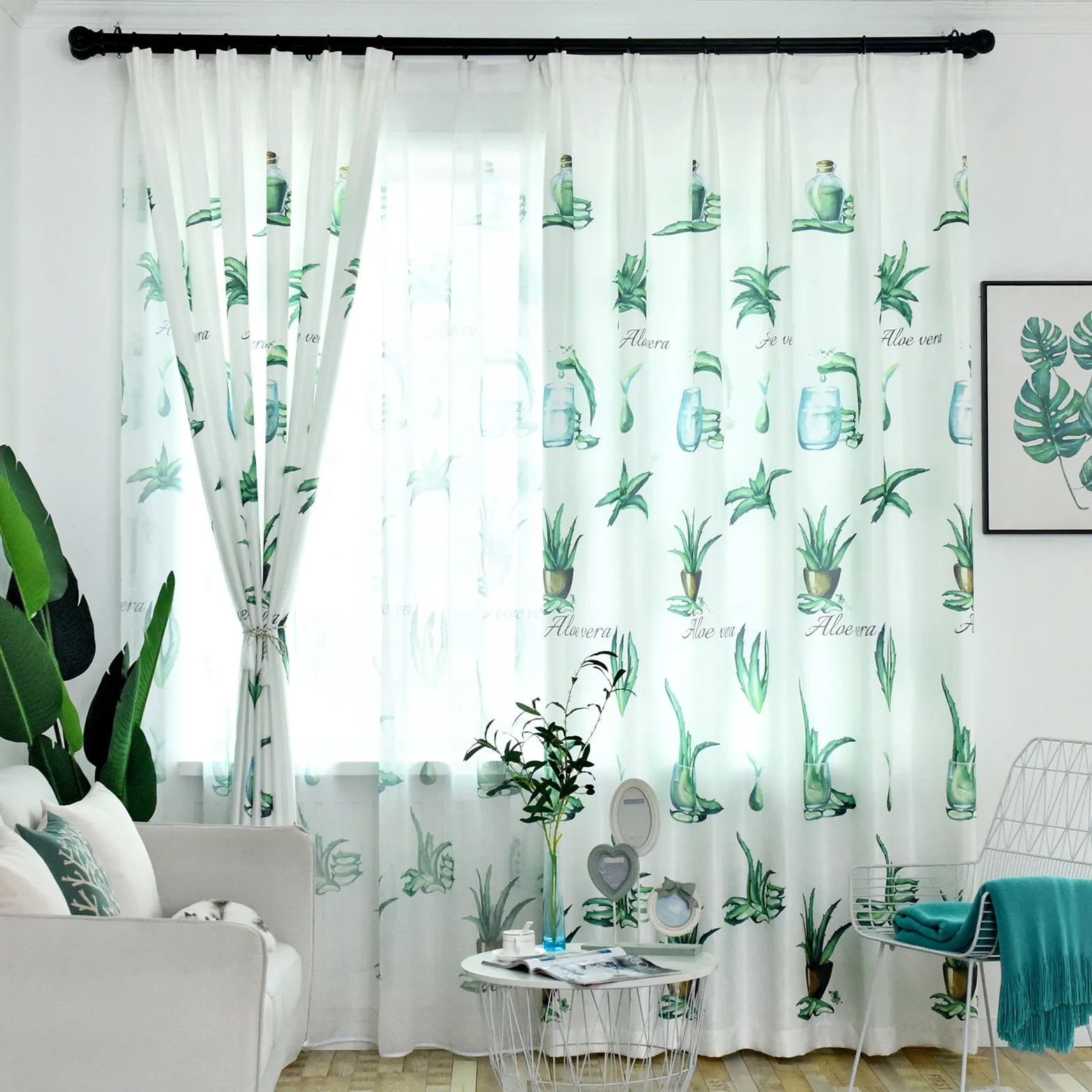 

Simple Modern Nordic Plant Curtains for Living Room Cotton and Linen Curtains for Living Room Garden Curtains Tulle Custom.