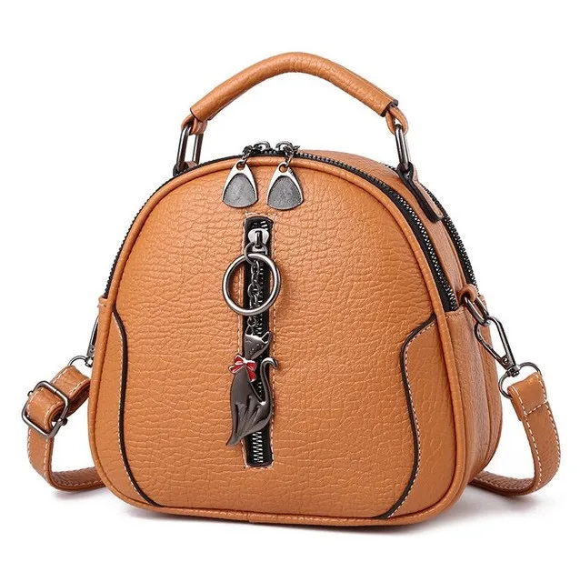 Высококачественная однотонная женская сумка из искусственной кожи, женская сумка через плечо, сумки через плечо, винтажные сумки, украшенные котенком - Цвет: Brown