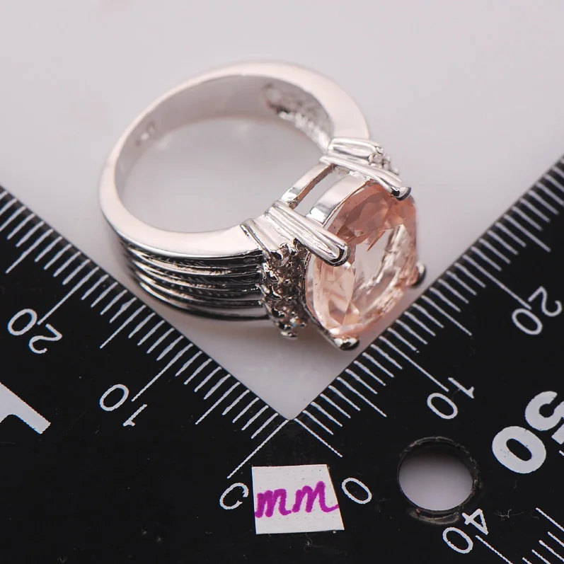 Модное женское кольцо из серебра 925 пробы Morganite F745 Размер 6 7 8 9 10|ring 26|ring vampirering ferrite |