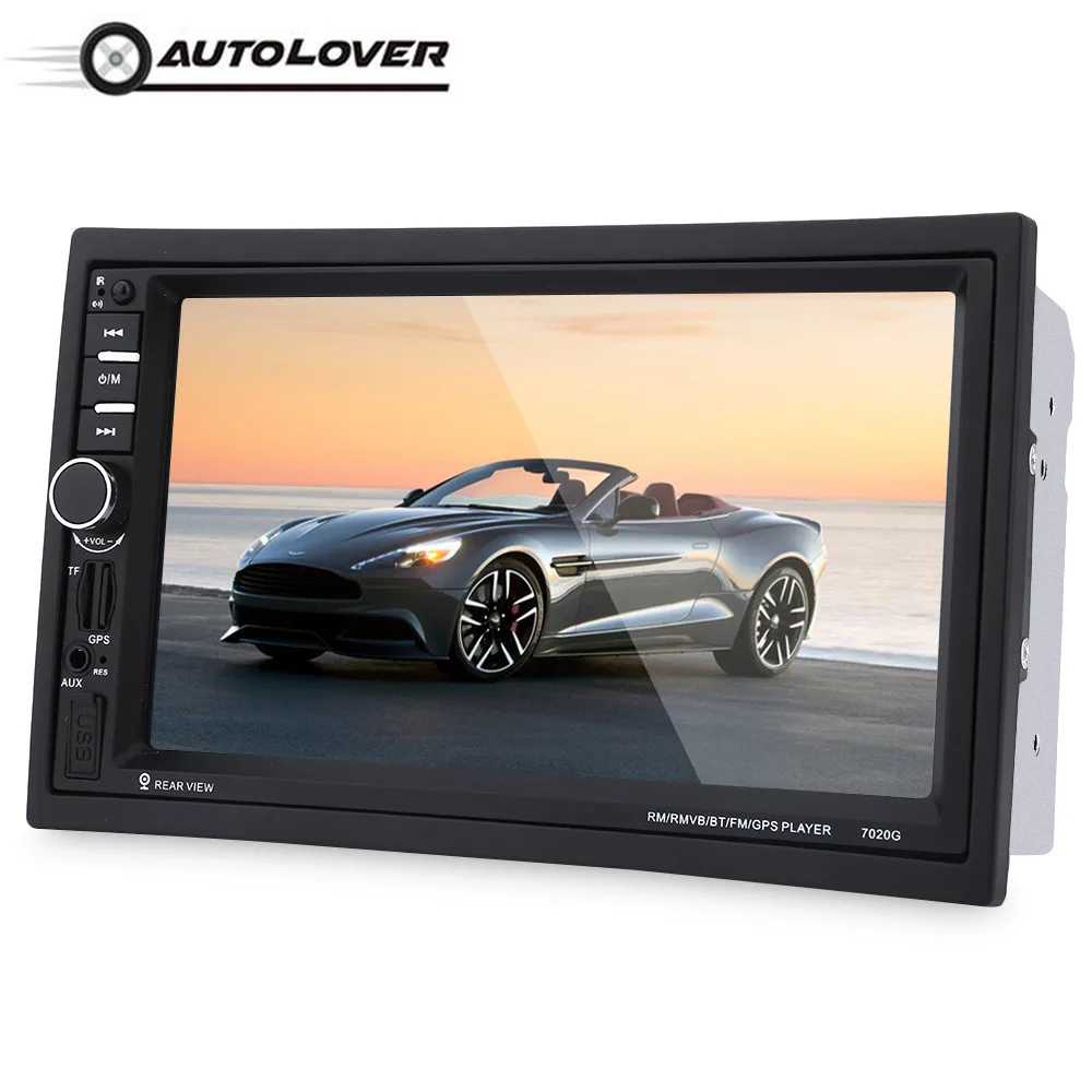 

7020G GPS Navigation Car Audio Stereo MP5 Player 1080P 2 Din Bluetooth USB/ TF / AUX FM Auto Radio Player Steering Wheel Control