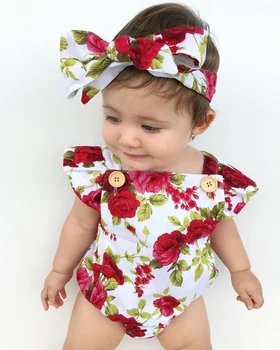 

Pudcoco Newborn Baby Girls Floral Romper With Headband