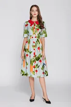 Fashion print peter pan collar dress 2018 summer runway slim fit elegant dress D257 peter pan collar smock dress