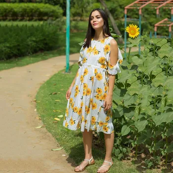 

Maternity Dresses For Photo Shoot Summer Women Pregnant Short Sleeve Pregnancy Clothes Flower Ladies Print Sunflower Dress