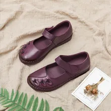 Г., модная женская обувь лоферы из натуральной кожи, женская повседневная обувь мягкая удобная обувь ручной работы женская обувь на плоской подошве, Размеры 35-43