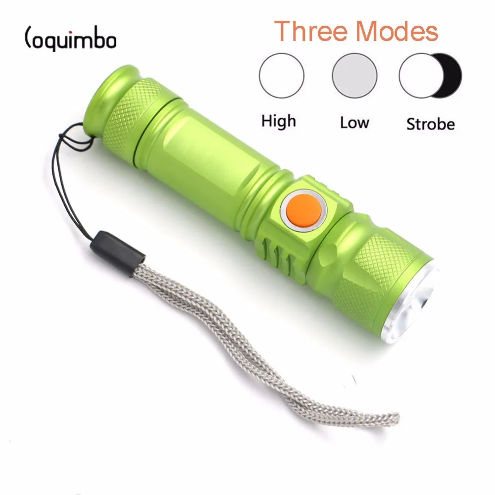 

Coquimbo XML-T6 LED Flashlight 3 Modes Inbuilt 18650 Battery USB Rechargeable Super Bright Torch Light Camping Hiking Light Lamp