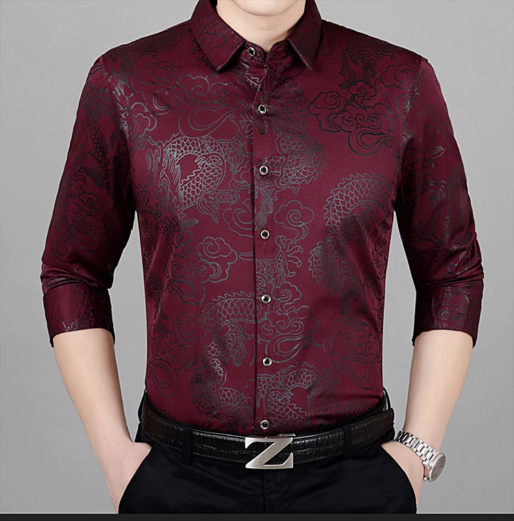 Китайский стиль, креативная 3d Рубашка с длинными рукавами с принтом драконов облаков, осень 2018, новая качественная шелковая хлопковая