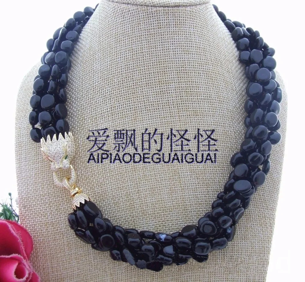 

19" 6Strds Natural 10mm Onyx Necklace
