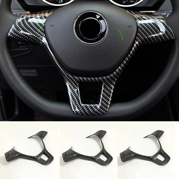 

For Tiguan MK2 2017 2018 ABS Carbon fibre Car Steering wheel Button frame cover trim Car Styling Accessories