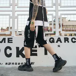 Весна/Лето 2019 китайские трендовые индивидуальность хип-хоп молодых мужчин шорты прямые пять-центовые спортивные брюки