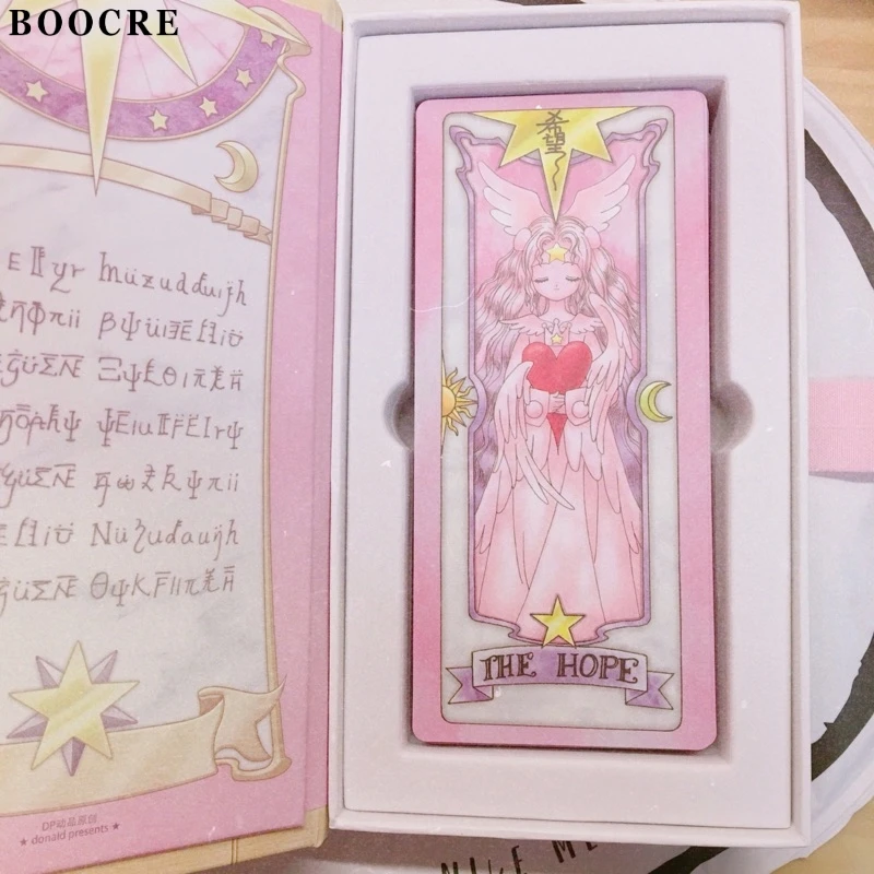 Cardcaptor Sakura Pink Red Color 52 Piece Clow Cards + Book SET + No Cardcaptor Sakura Tarot Cards Accessories Props