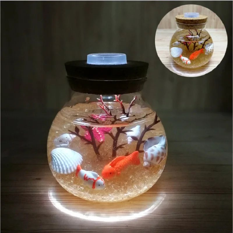 3D Underwater World LED Night Lamp DIY Micro-landscape Night Light Glass Bottle Creative Desk Light Great Holiday Gift