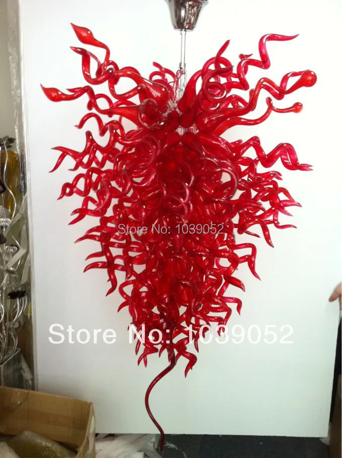 

Free shipping pure red amber blown glass chandelier lighting (BGC20145)