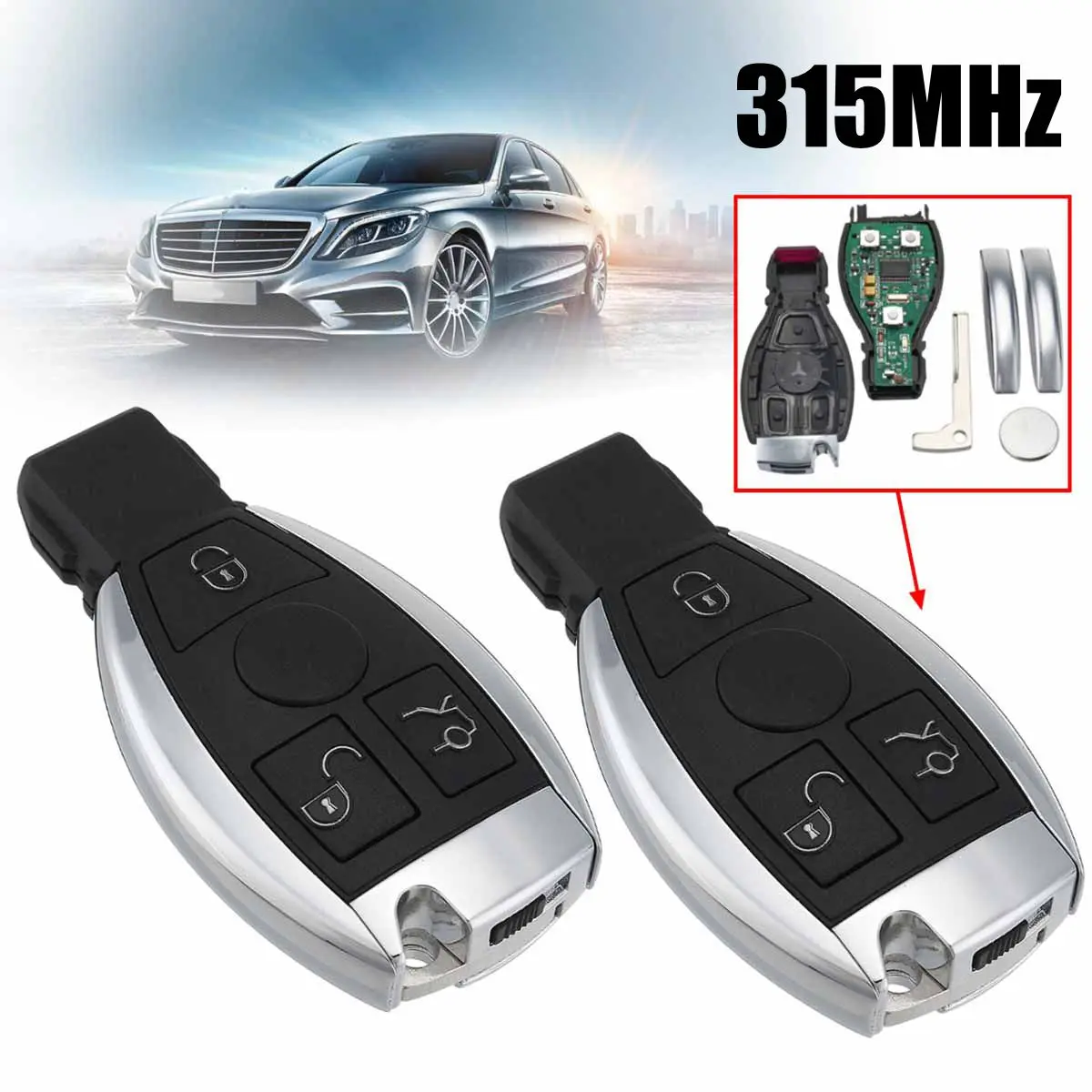 

2Pcs 3 Buttons Car Smart Remote Key With BGA Chip 315Mhz For Mercedes/Benz 2000 2001 2002 2003 2004 2005 2006 2007 2008 2009
