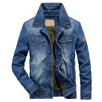 

AFS JEEP Plus Size fashion street wear Jeans Jacket Men's Denim Jacket Slim Fit Retro European Cowboy Style 2018 Autumn Jacket