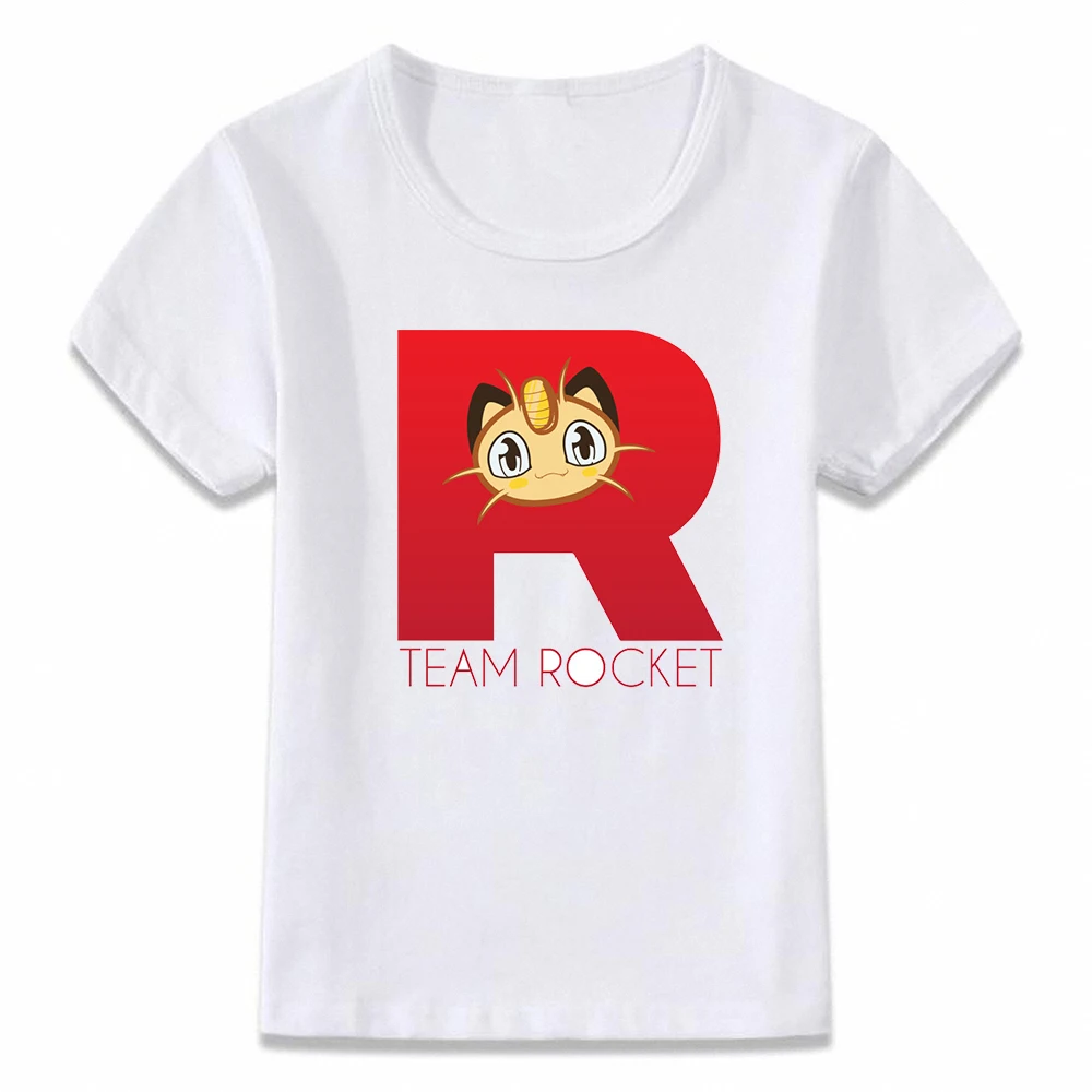 Детская одежда футболка Team Rocket Покемон мяут футболка для мальчиков и девочек малыша рубашек