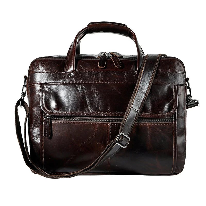 

Import Men Retro First Layer Oil Wax Cowhide Leather Business Briefcase 16 Inches Computer Interlayer Big Capacity Laptop Bags