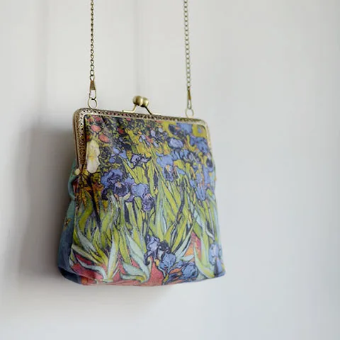 Angelatarch/ г.; модная новинка; женская цепочка в консервативном стиле; золотая металлическая оправа; цветок сливы; Kisslock; синяя хлопковая Курьерская сумка