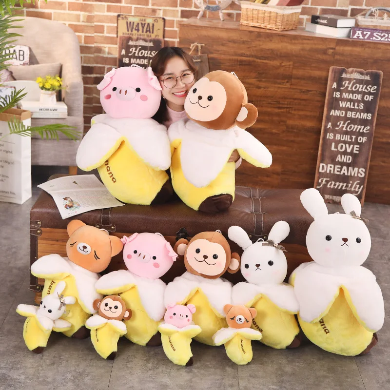 

The bear/Monkey/Rabbit/pig Banana 30-75cm Plush Soft Creative Doll Stuffed Toy For Baby Kids Birthday Gifts
