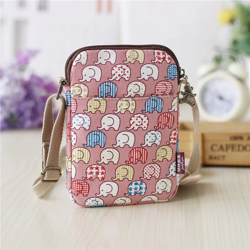 Женский кошелек из парусины с мультяшным принтом мини сумка для телефона Bolsa Carteira