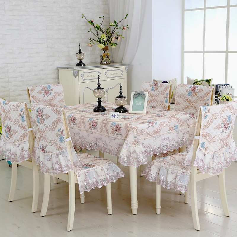 

New Style Embroidered Wedding Table Cloth Quality Table Cover Elegant 9 Pieces/Set Tablecloth Tablecloths For Rectangular Table