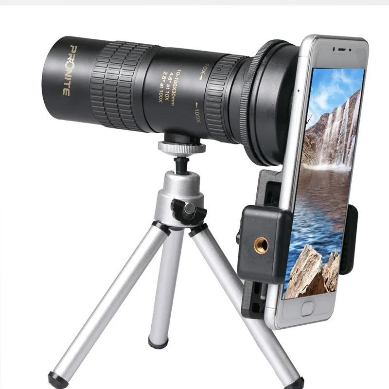 Зум Монокуляр 10 100x30 телескоп HD портативный мобильный телефон камера