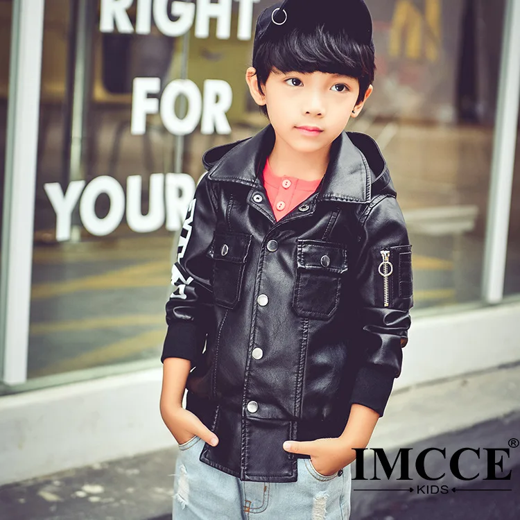 Autumn Spring Leather Jacket for Boys Hooded Leather Jacket,Advanced PU Imitation Leather Coat,Trim Fit Style clothing (3-12Yrs) Autumn Spring Leather Jacket for Boys Hooded Leather Jacket,Advanced PU Imitation Leather Coat,Trim Fit Style clothing (3-12Yrs)
