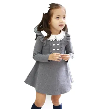 

Children Evening Dress Autumn Winter Cotton Party Dresses Baby Girls Doll Collar A-line Mini Princess Dress Kids Girl Clothes