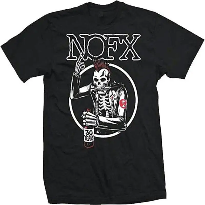 Best Hot Sale Fashion New NOFX White Letters Mohawk Old Skull Punk Rock Shirt (M,L,XL) Men #039;s Shirts Men Clothes Novelty Cool