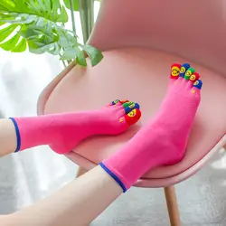 3 пары 5 носков с пятью пальцами, милые хлопковые женские носки с героями мультфильмов, повседневные носки Kawaii с раздельными пальцами