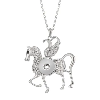 

Hot Horse Pattern Snap Button Pendant Necklace Fit 18mm Buttons For Women Gift Charm Fashion Interchangeable jewelry