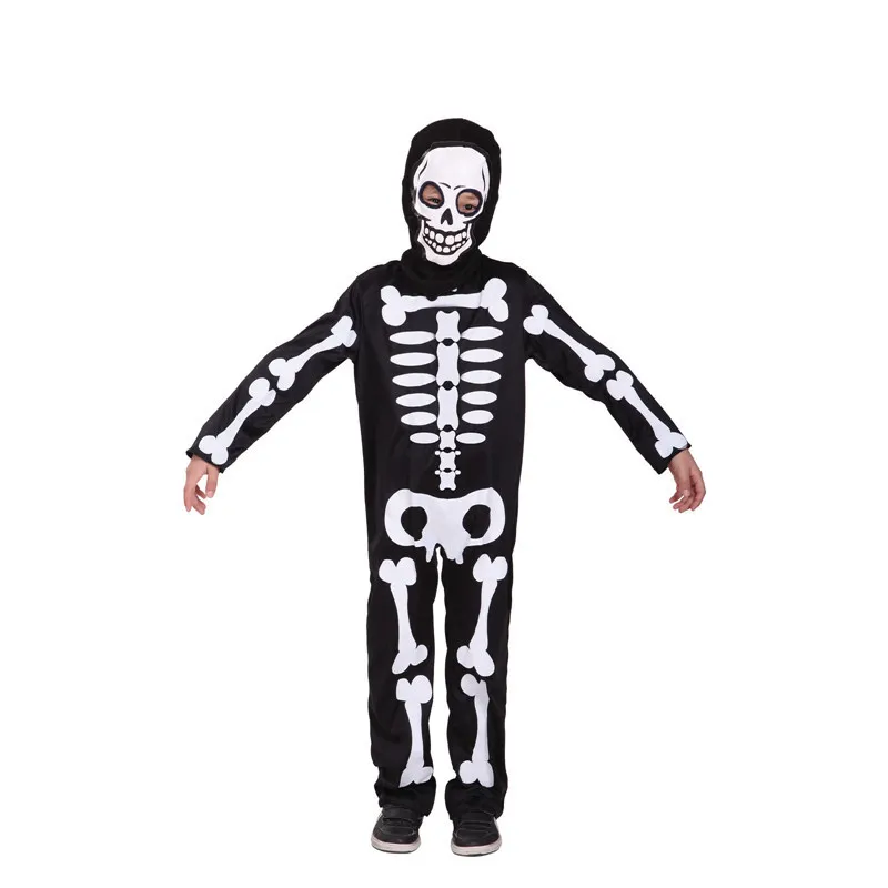 Boys Skeleton Cosplay Children Halloween Demon Costumes Kids April Fool 's Day tricky fetish Role play Easter Masquerade dress |