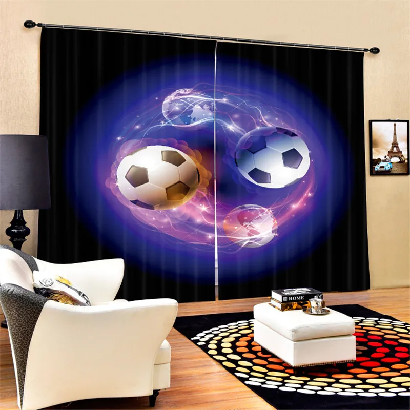 

3D Window Curtains Luxury Blackout For Living Room Bedroom Drapes cortinas Rideaux Customized size kinds of footbal pillowcase