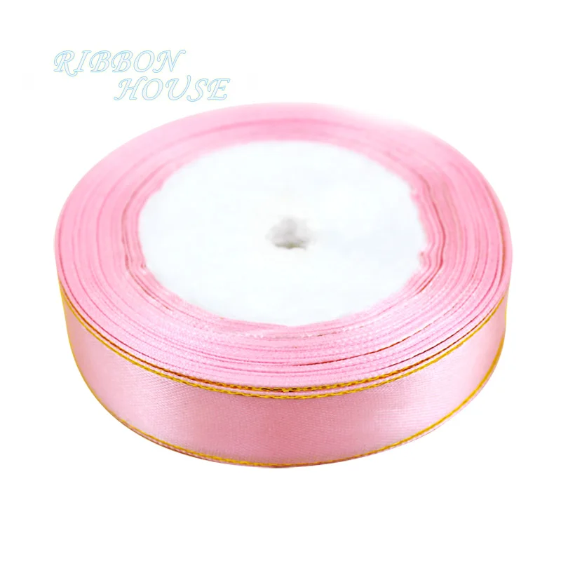Luxurious 20mm White Satin Ribbon with Gold Edge - 25 Yards of High-Quality Gift Packaging Ribbon (Wholesale)