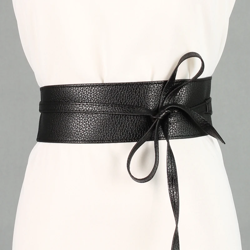 7 видов стилей для женщин Мягкий из искусственной кожи Завязывающийся бант обёрточная бумага вокруг талии ленты Cinch Boho Obi платье бандажный пояс