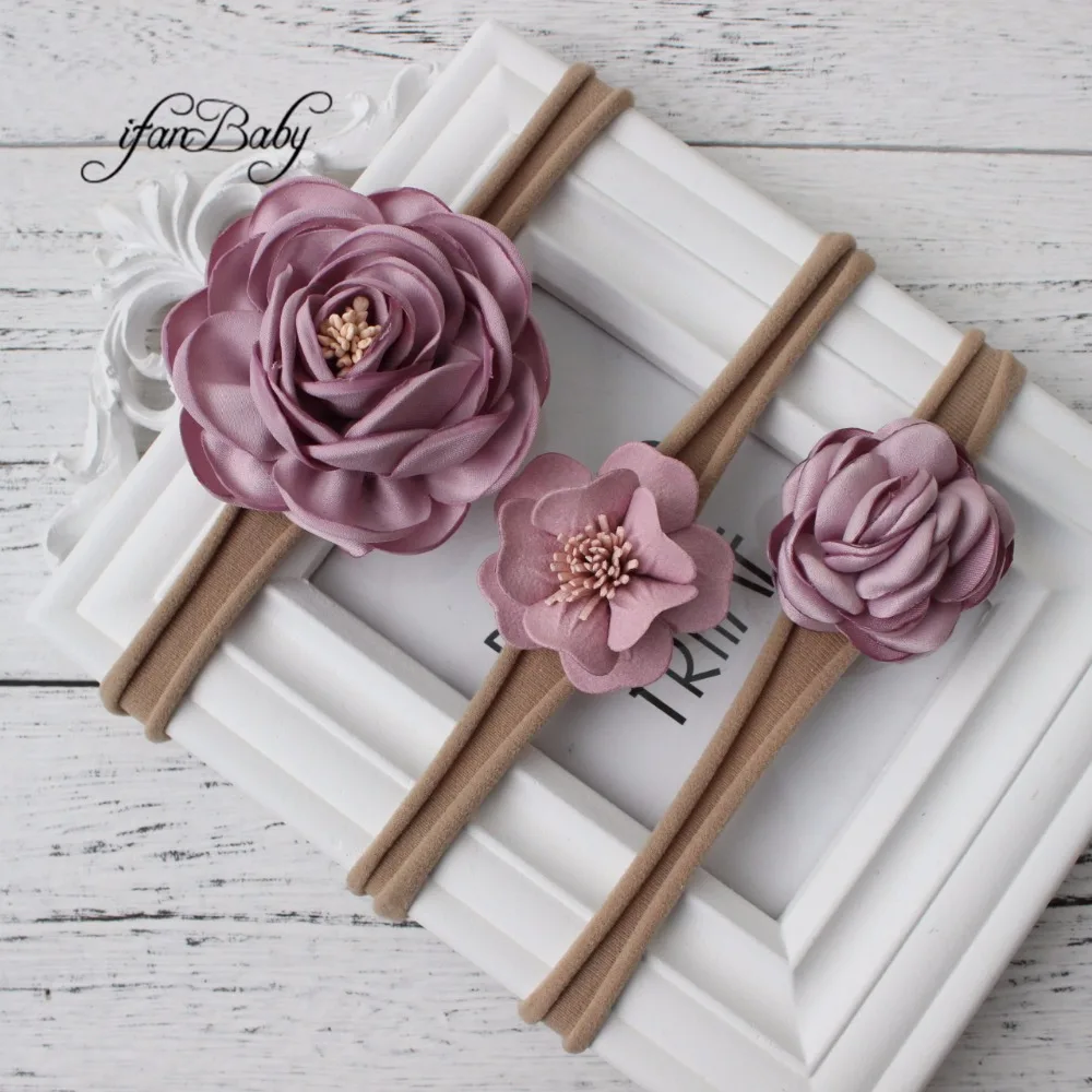 

Boutique flower headband ,burn stain fabric flower headband Synthetic Leather flower headband for kids girl women 1 SET