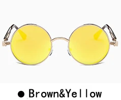 Samjune круглые солнцезащитные очки в металлической оправе мужской женский стимпанк модные очки Брендовая дизайнерская обувь в ретро-стиле Винтаж солнцезащитные очки UV400 - Цвет линз: 6631  c8