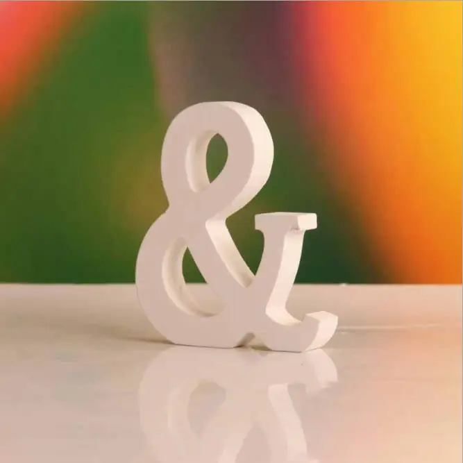 27 шт. белые деревянные буквы Английский алфавит слово персональное имя Дизайн Искусство ремесло свободно стоящий сердце форма Свадебный домашний декор