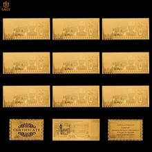 Lote de 10 billetes en oro de Omán, 50 billetes en Rial, papel de aluminio dorado, colección de dinero falso y regalo divertido
