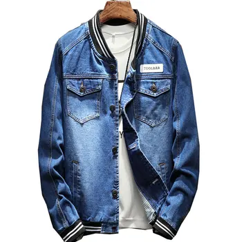 

S-3XL Men Denim Jackets For Men Stand Collar Cotton outerwear Jean Jacket Men Slim Fit Casual With Pockets Coats For Men