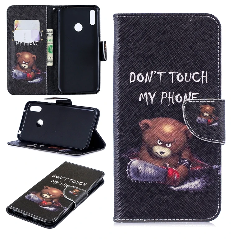 Чехол для телефона Etui для Coque huawei Y7 Чехол класса люкс с рисунком панды кожаный чехол-бумажник с откидной крышкой для Huwawei Y7 Capinha huawei