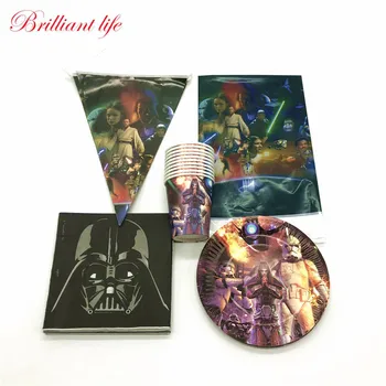 

Disney Star Wars Theme 81 pcs/lot Disposable Tableware Birthday Party Decorations Paper Cup Plate Flag Napkin Tablecloth Supply