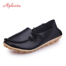 Aphixta/Женская обувь на плоской подошве из мягкой кожи Повседневная Нескользящая Уличная обувь на плоской подошве со шнуровкой цвет серебристый, черный, большие размеры 34-44