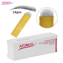 50pcs 14 pin Microblading Needles Permanent Makeup Eyebrow Tatoo Blade For Manual Tattoo Pen Machine Microblading Supply