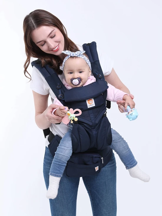 360 Многофункциональный дышащий рюкзак-кенгуру для младенцев, детский рюкзак-кенгуру, слинг, подтяжки для малышей - Цвет: omni mesh dark blue