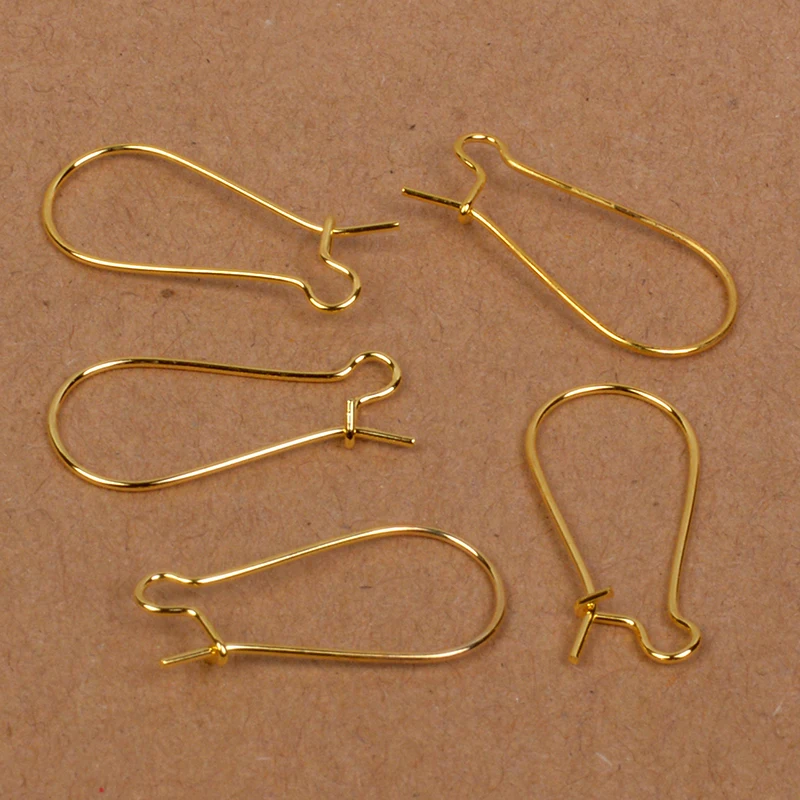 

100pcs 38x16/24x11mm Stainless Steel Earring Ear Wires Hook Findings Metal Gold Color Earring Hooks For DIY Jewelry Making
