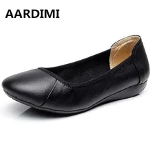 2017 Nouvelles femmes en cuir Véritable chaussures ballerines d’été automne noir blanc mocassins femmes mocassins casual chaussures femme
