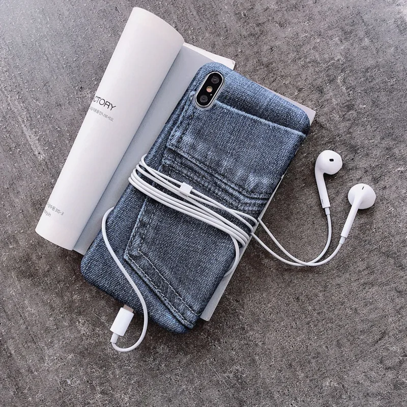 

Original creative personality realistic jeans phone case for iPhone X XS XR XSMax 8 7 6 6S PluS soft shell drop protection cover